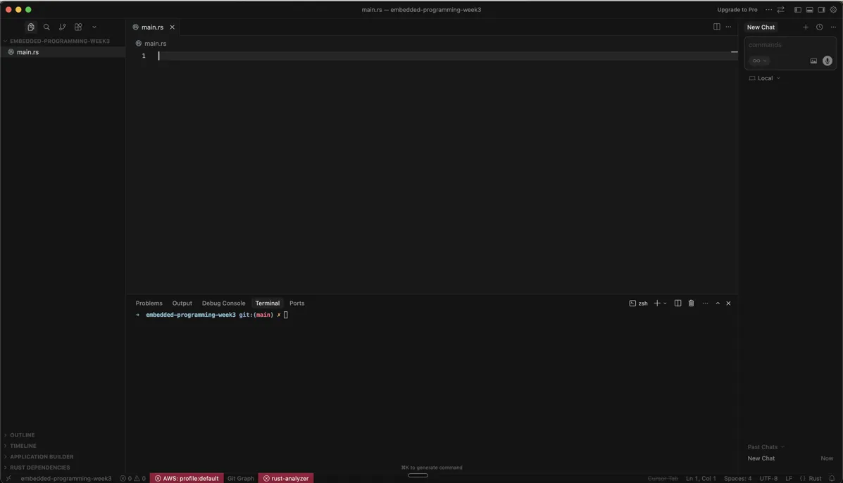 Cursor IDE with terminal and code panels