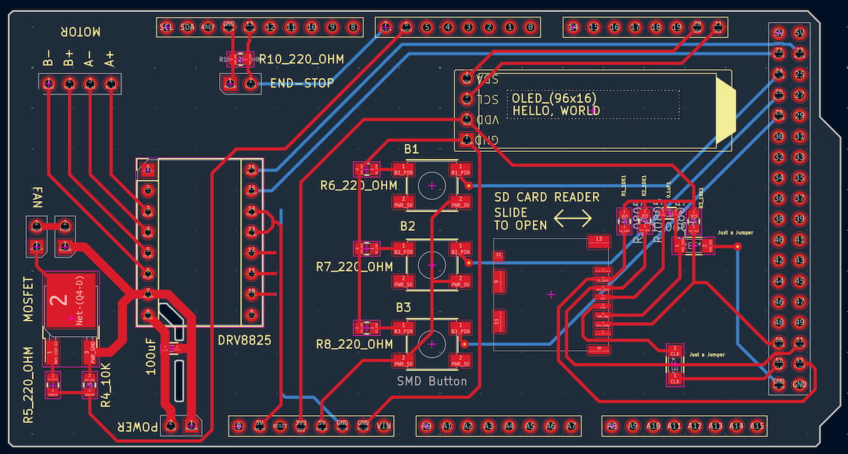 Populated Arduino MEGA Shield Template