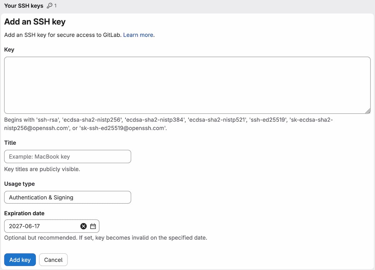 Uploading Keys Page