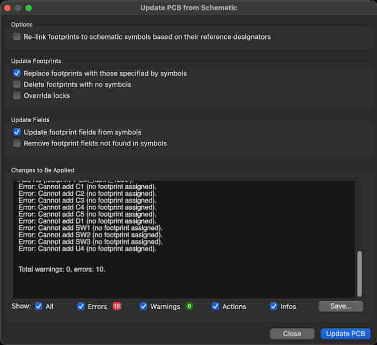 Updating From Schematic Options