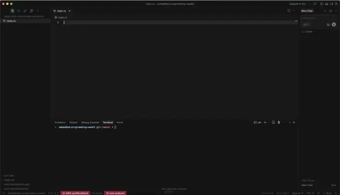 Cursor IDE with terminal and code panels