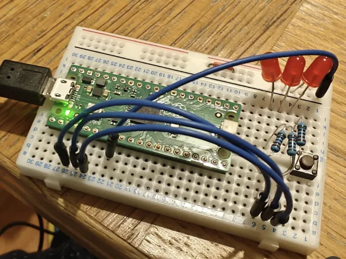 Circuit with three LEDs connected to GPIO pins