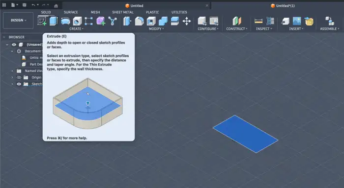 Extrude the solid surface to give it height