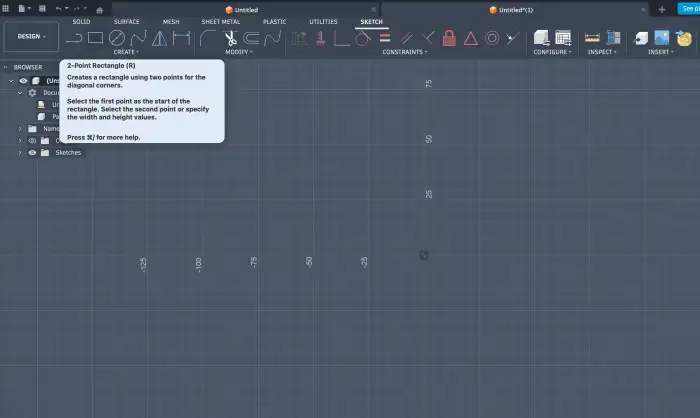Draw a 2-point rectangle - click button