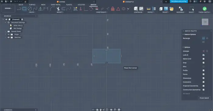 Draw a 2-point rectangle - drawn rectangle