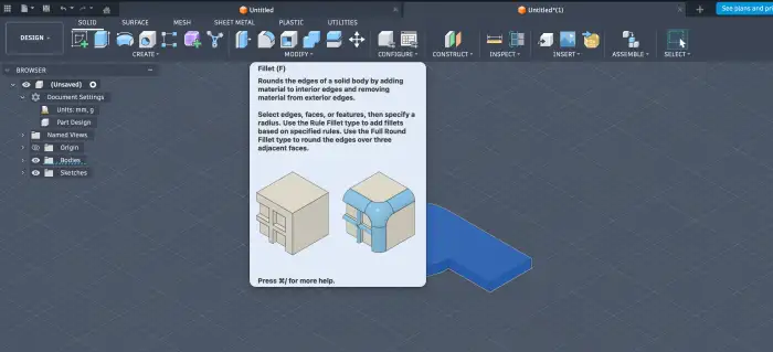 Fillet to round edges