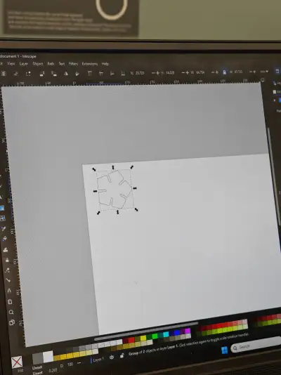 Pentagon design positioned in top left corner of canvas