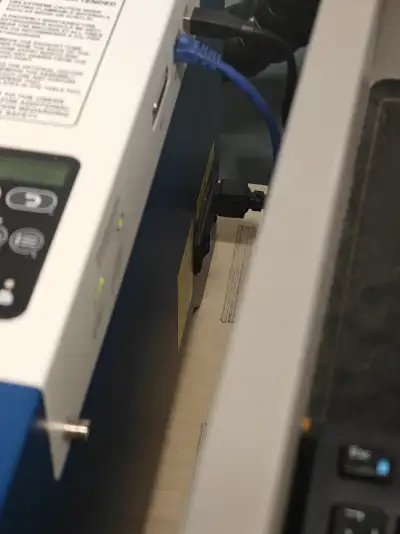 Ethernet cable plugged from PC to cutter