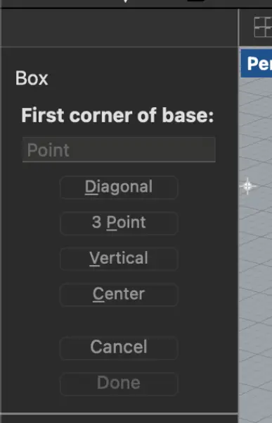 Box tool dialog