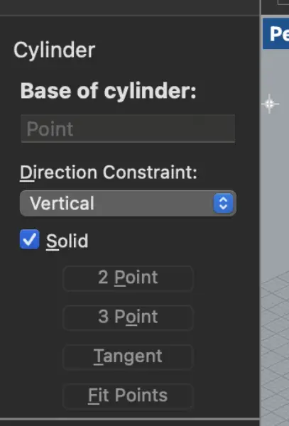 Cylinder dialog