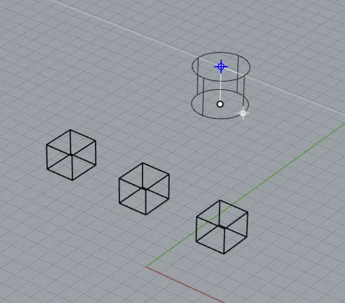 Four cubes and a cylinder