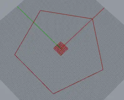Rhino viewport showing the pentagon output