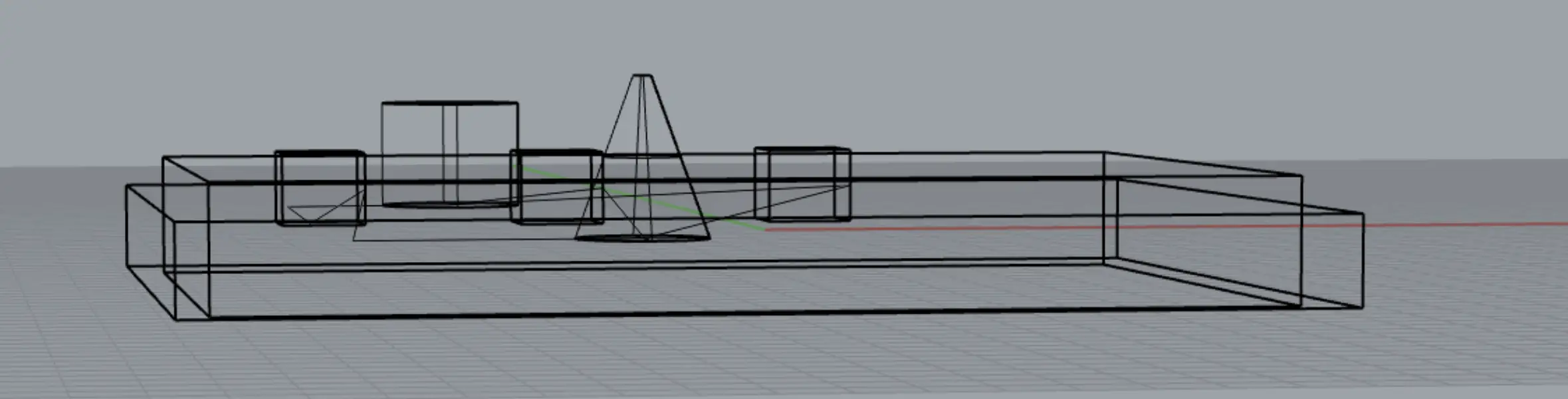 Side view of all objects