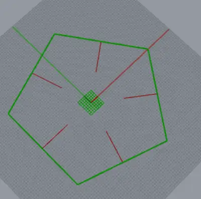 Pentagon with inward lines drawn from each midpoint