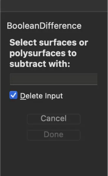 Select surface to subtract with