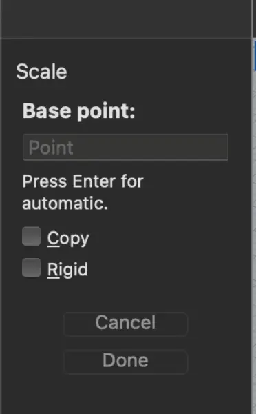 Scale base point dialog