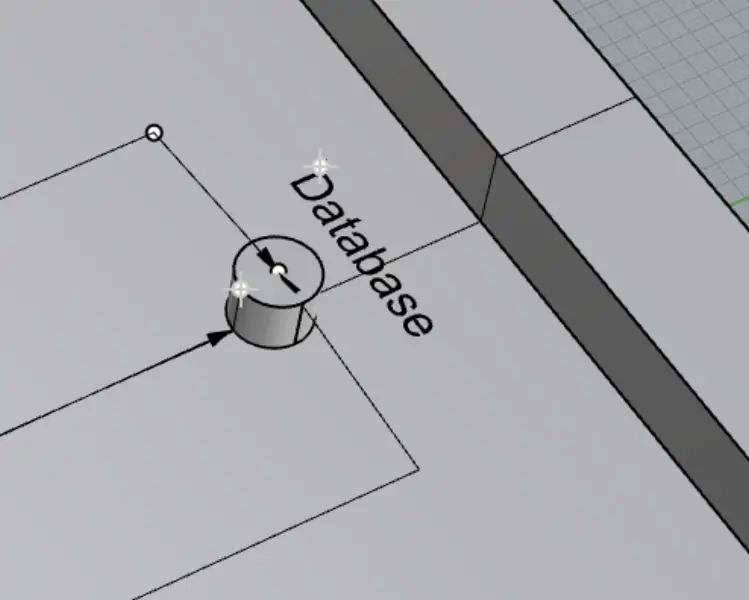 Database label placed next to cylinder