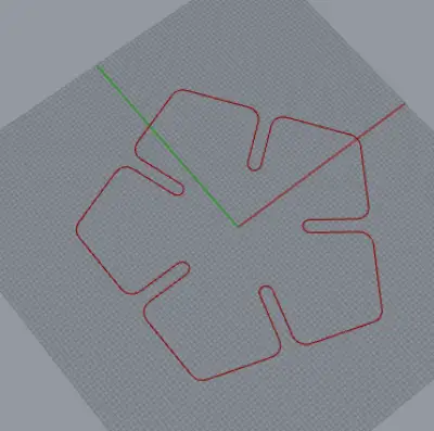 Final pentagon output with grooves and filleted corners