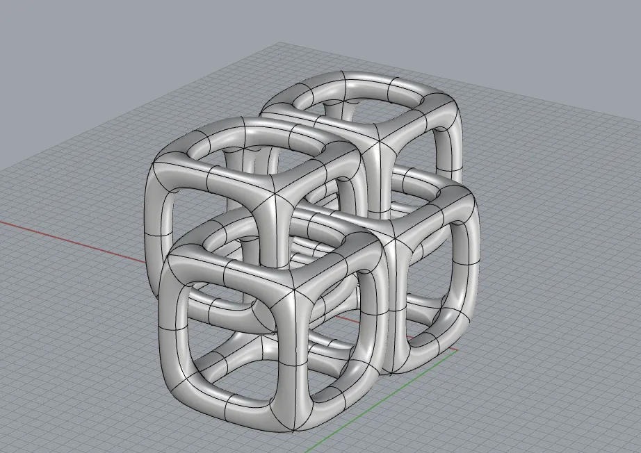 Click our multi-pipe cube and use Ctrl+C and Ctrl+V to copy-paste it four times