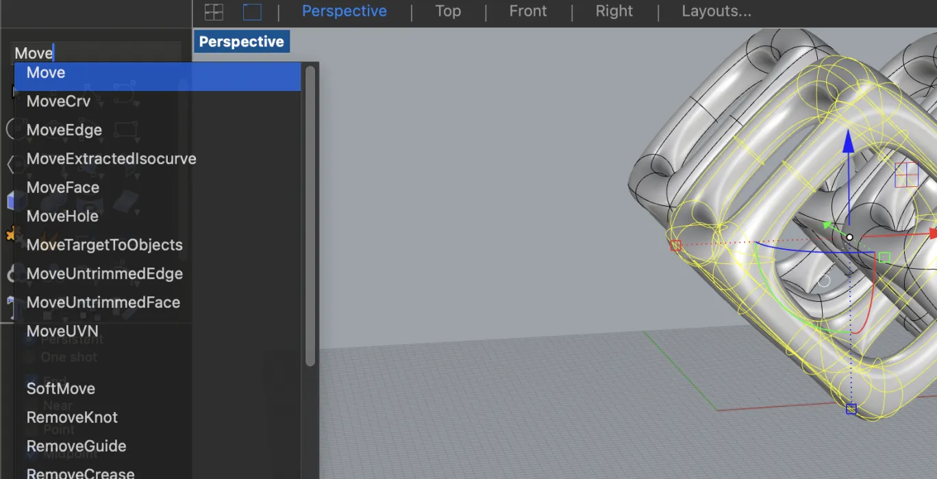 Then I select the cube and use the Move command