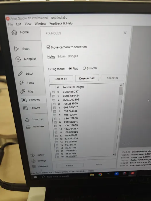 We used the fill holes operation but it took too long and had to be cancelled