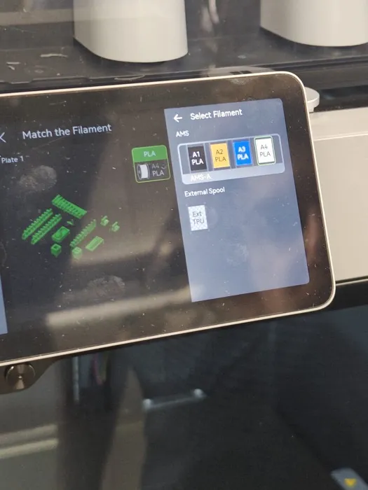 I had to select one of the four filaments available to the printer and I chose the yellow one