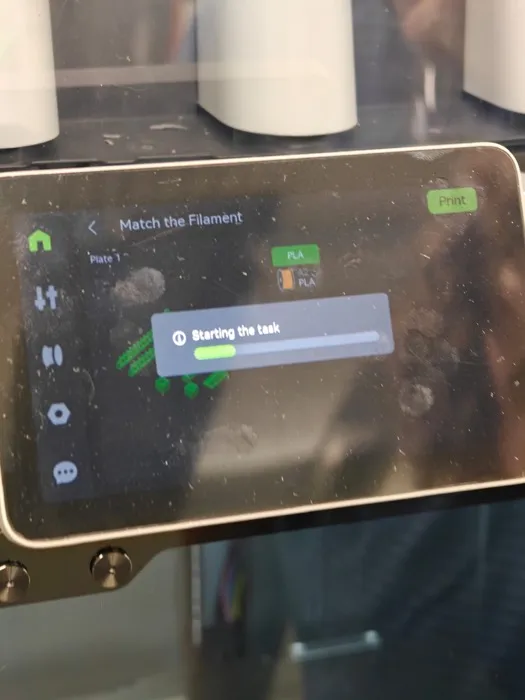 Then we started the printing and you can see it starts the task here