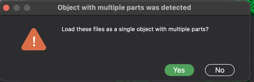 So the software asked me if I wanted a single object with multiple parts and I said yes because otherwise I wasn&rsquo;t able to move them independently