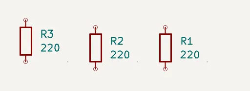 resistors R1 R2 R3 all set to 220 ohm