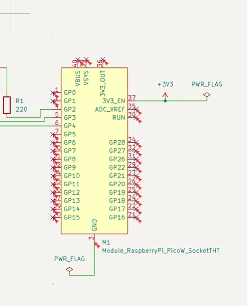 schematic with no connect flags on unused pins and all wiring done