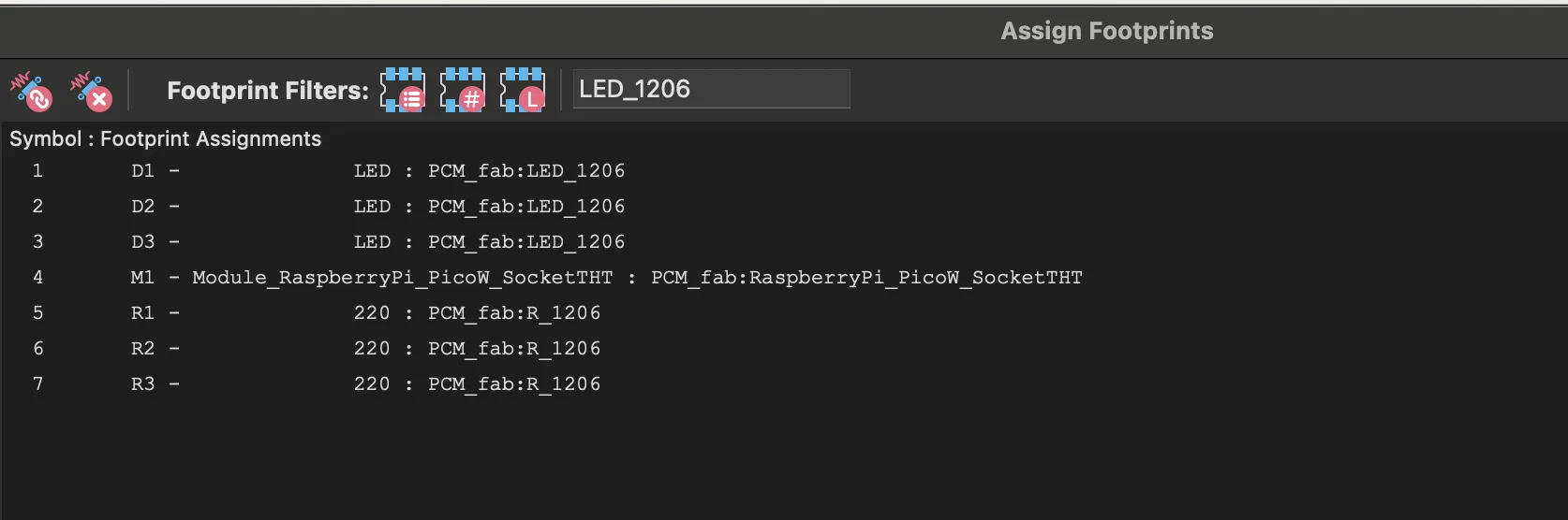 final footprint assignments for all components