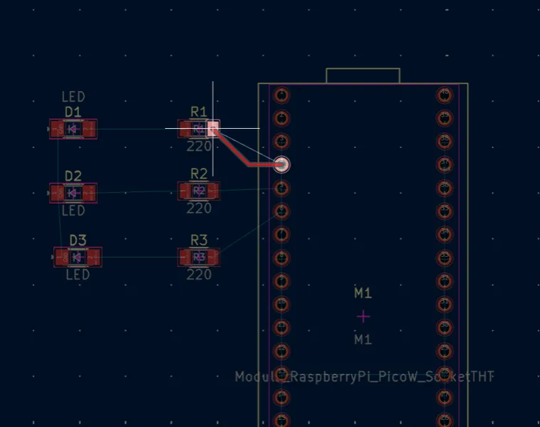 routing the first trace from resistor to pico