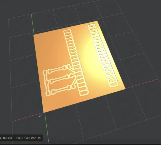 modsproject 3D preview of SMD board showing rectangular Pico pads and LED routing on copper/FR1