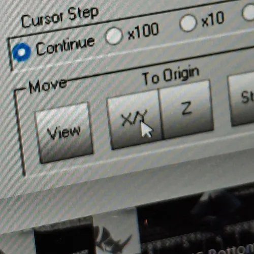 Close-up of VPanel Move section showing X/Y origin button and cursor step options