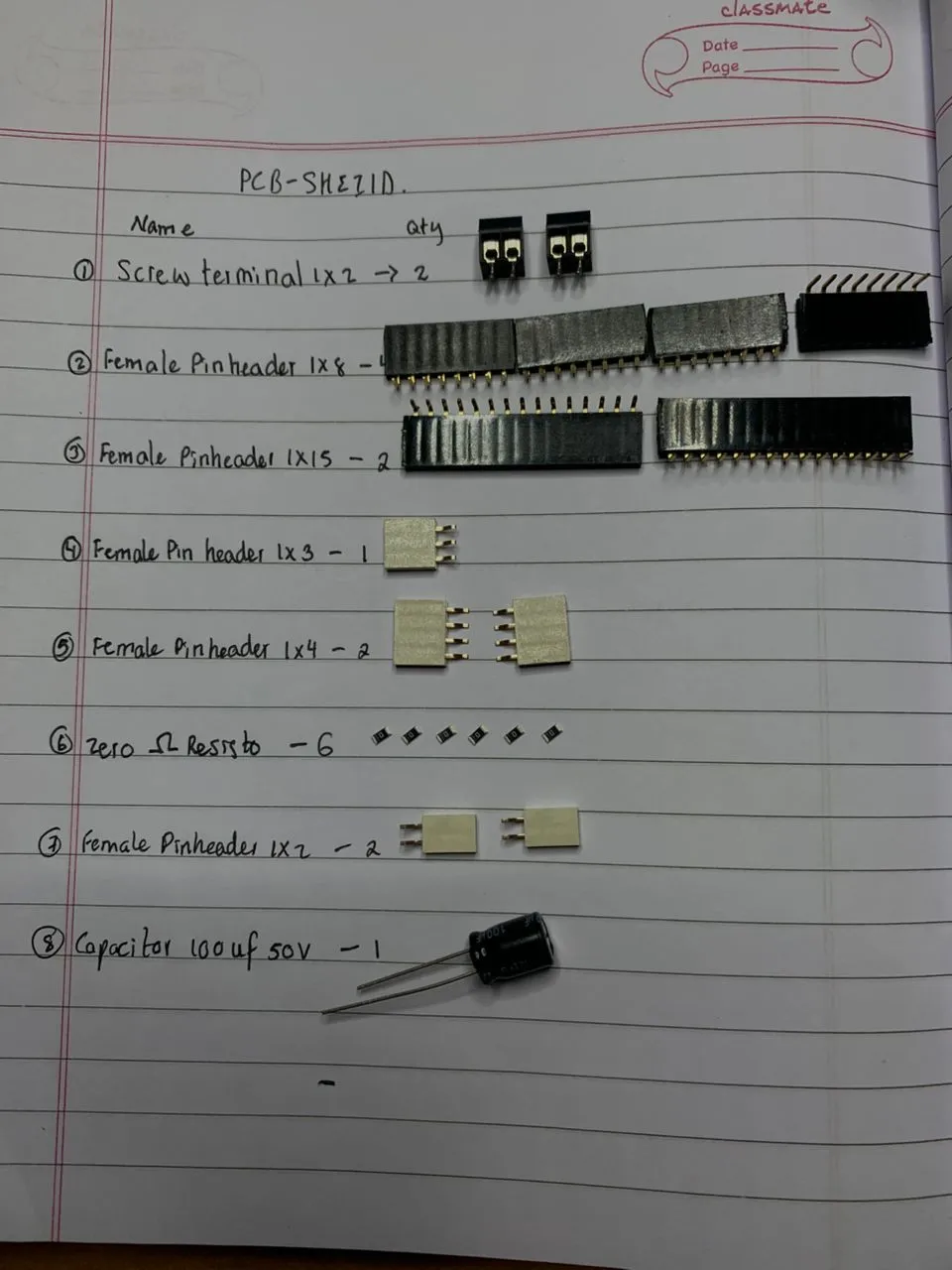 Components solder list — part 1