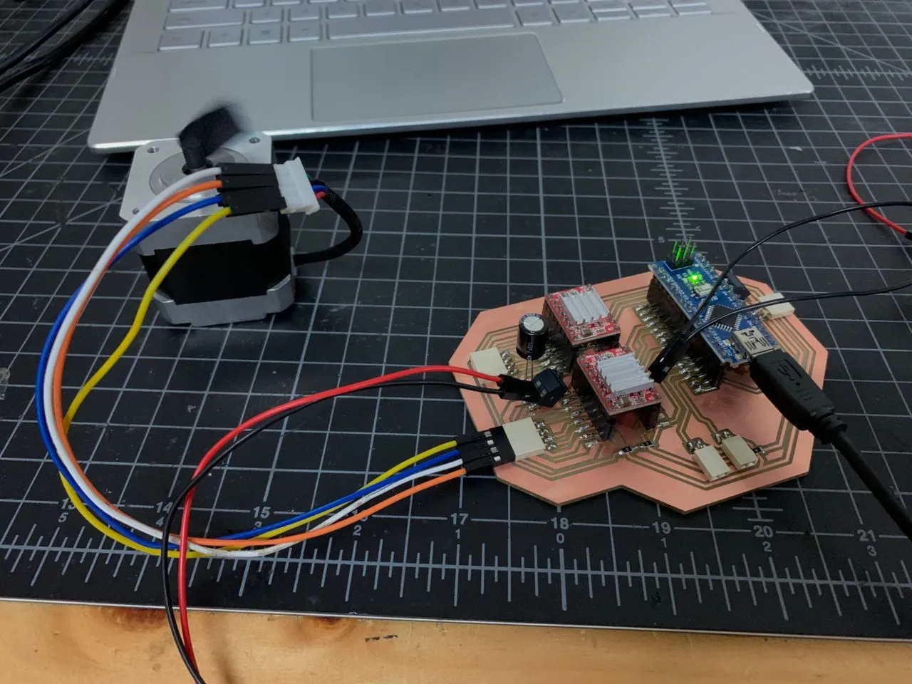 PCB motor X test setup