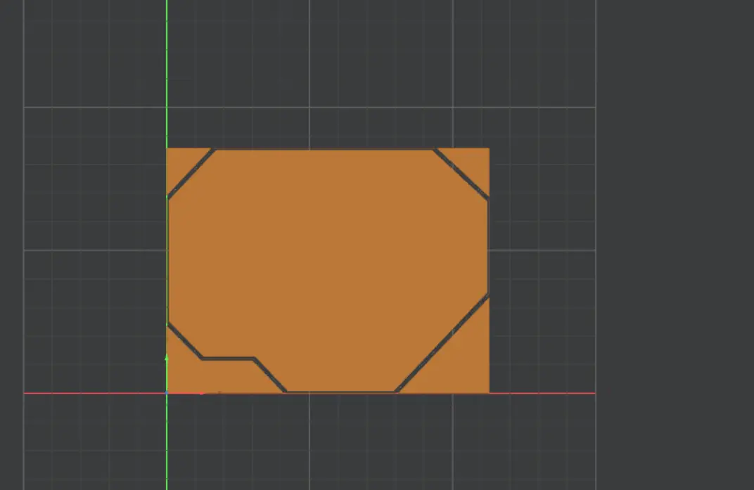 3D MODS view — edge cut layer