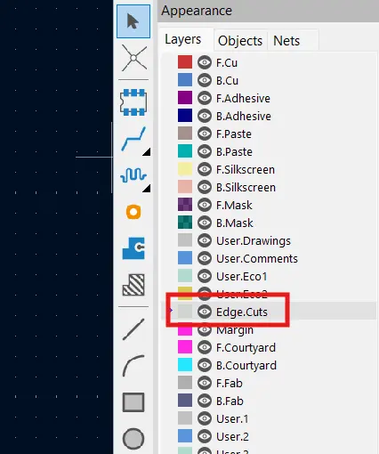Edge cut in PCB editor