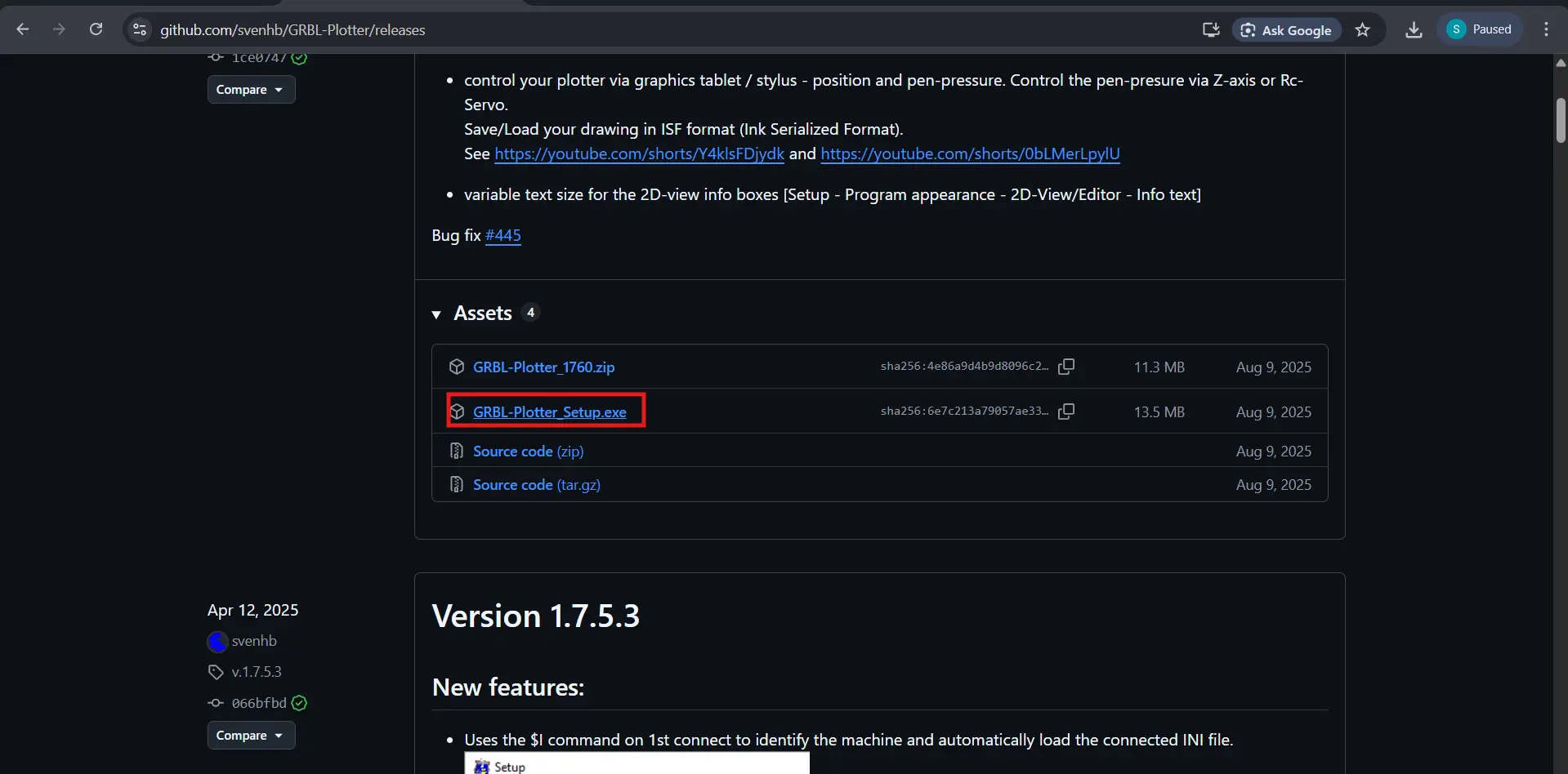 Downloading GRBL-Plotter from GitHub