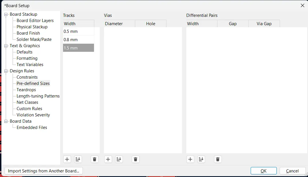 Setting trace size before routing