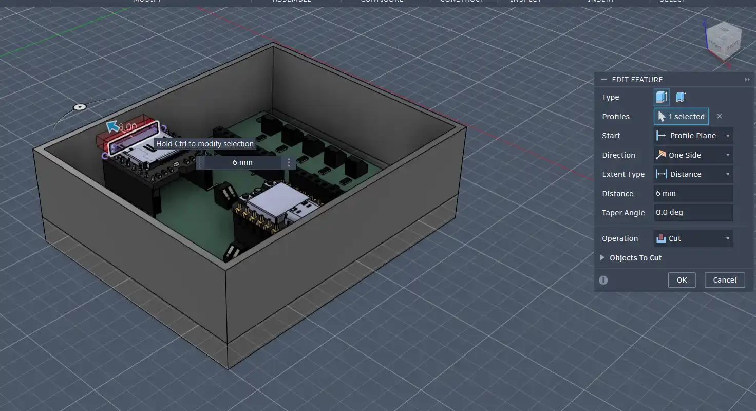 extruding the holes for the SD card and the USB type C cable