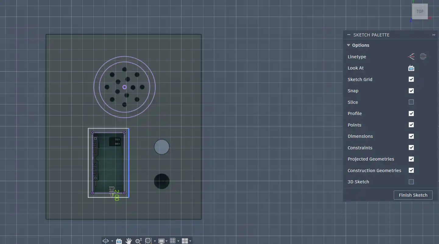 extruding the holes for the OLED and the speaker