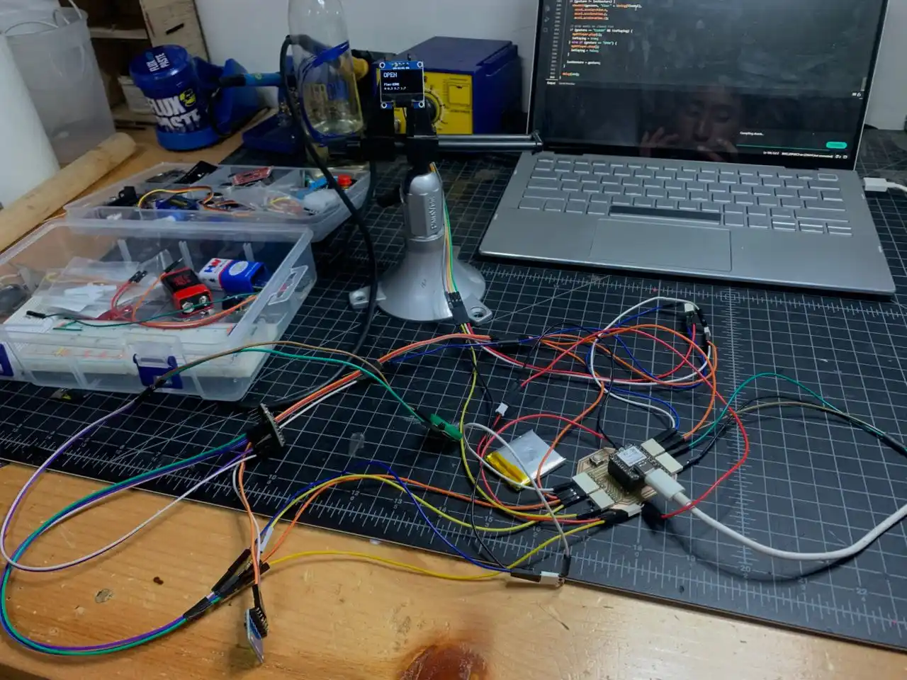 all components wired together on the bench