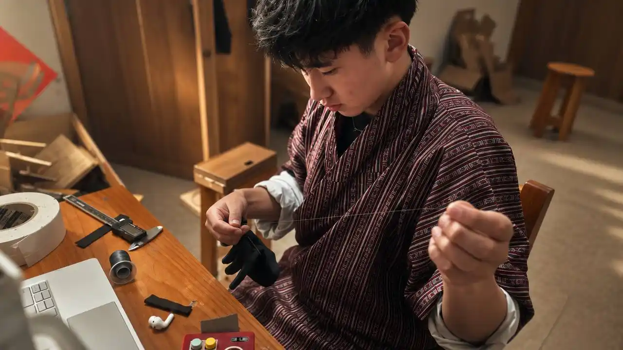 sewing the flex sensors to the glove