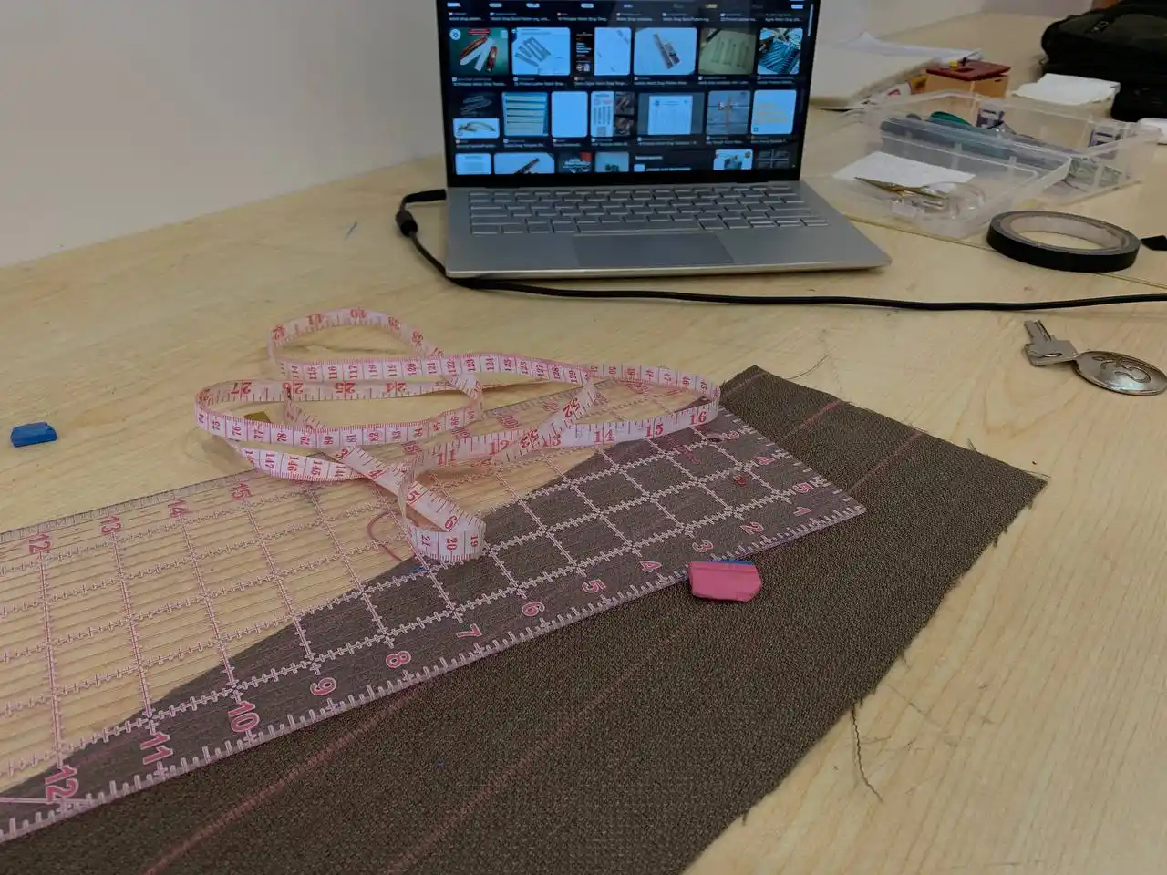 measuring and cutting the fabric