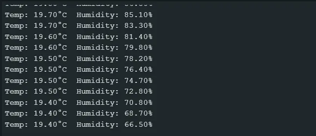 Serial Monitor on receiver showing incoming data
