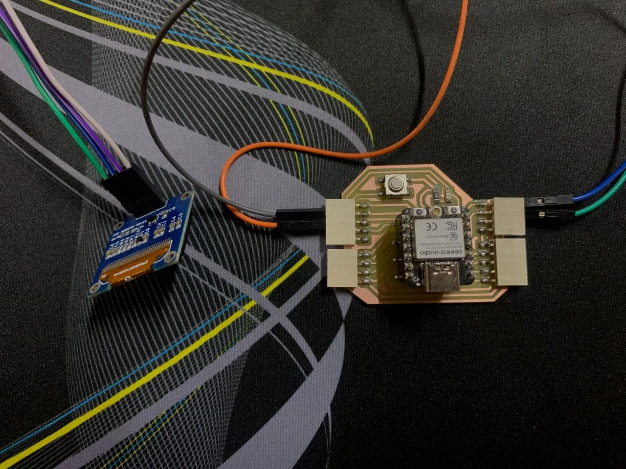 Receiver board with OLED connected via I2C