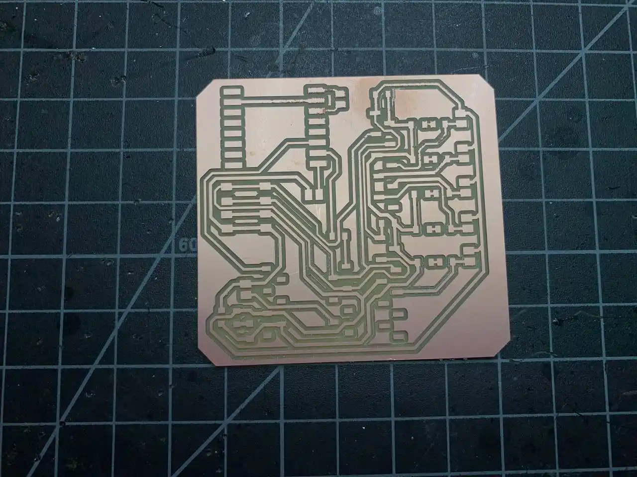 final cleaned milled PCB showing clear isolated traces