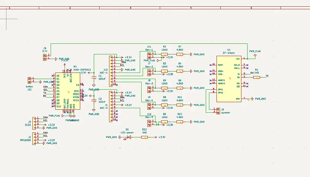 completed schematic with all components wired and net labels