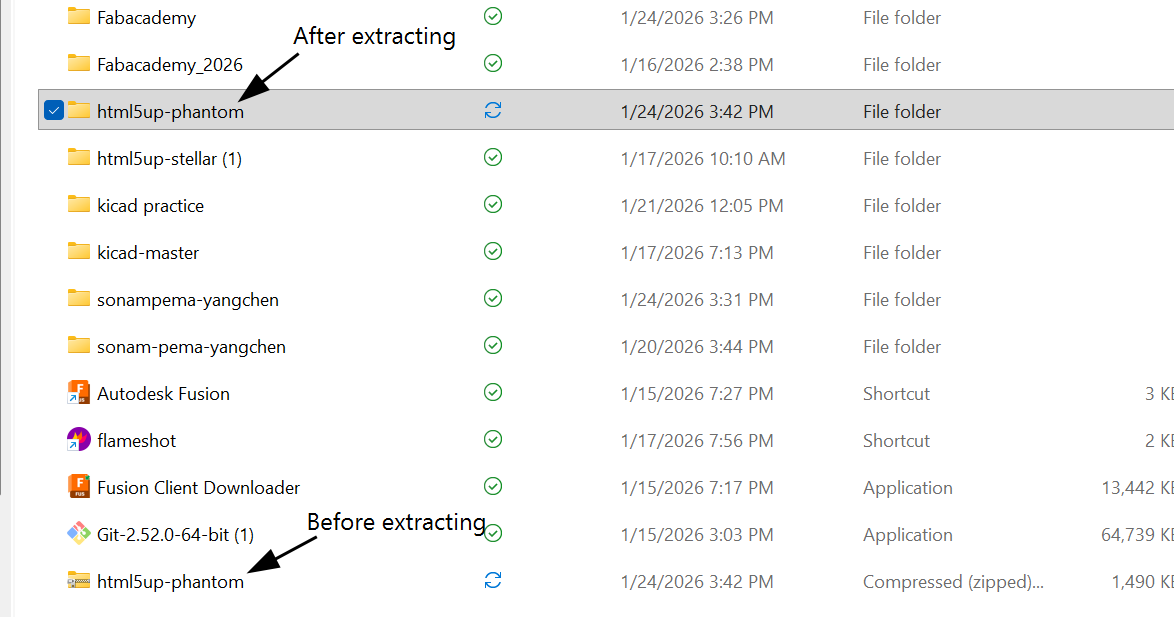 Extracted template files